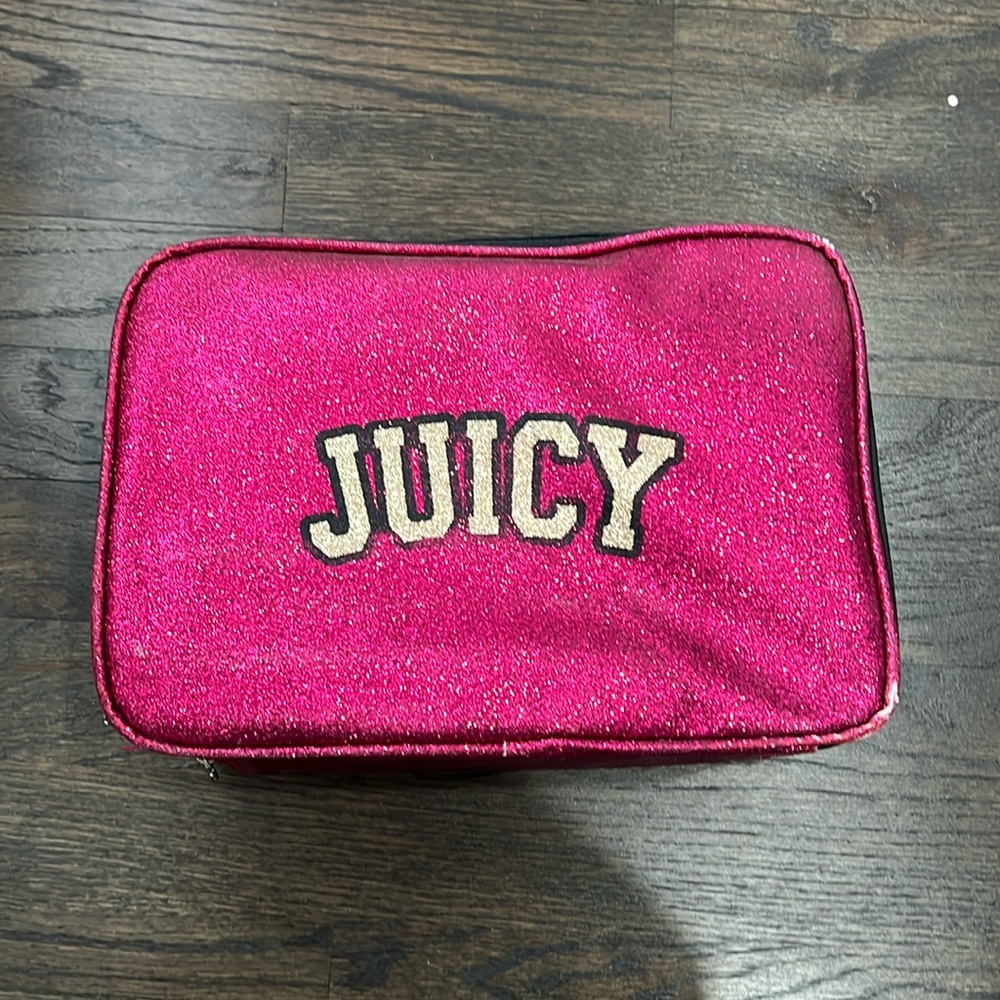 Juicy couture sparkly pink makeup cosmetic bag